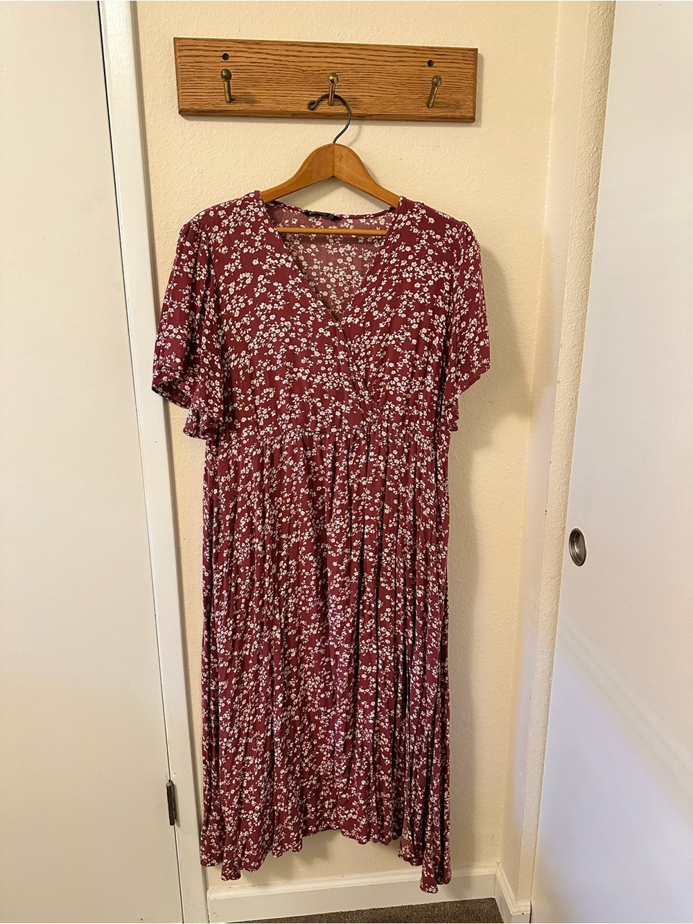 Bloomchic Floral Midi Dress in Burgundy and White